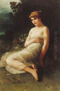 A Young Maiden Seated On A Woodland Floor
