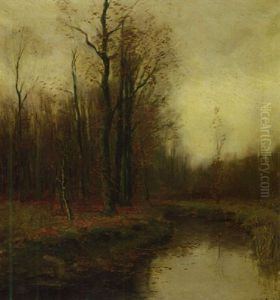 Herfstbomen Langs Een Beek by Fedor Van Kregten