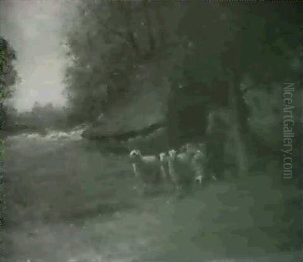 A Shepherd With His Flock - view 1