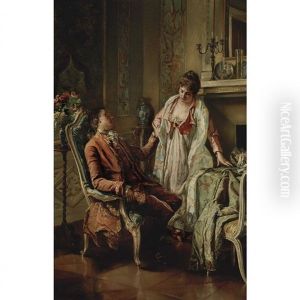 Couple In A Salon Interior by Wilhelm Kreling