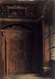 Barockinterieur Mit Tur, Suproporte Und Schemel Vor Einem Fenster by Wilhelm Kreling