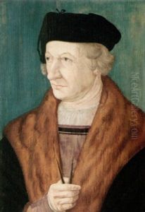 Portrait Of An Architect Wearing A Black Coat With Fur Collar, Holding Dividers