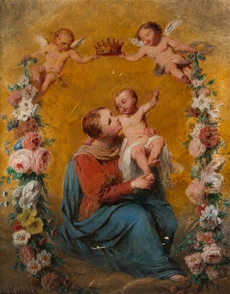 Madonna And Child In A Garlant Of Roses - view 1