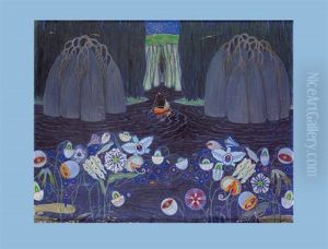 Mythologische Darstellung Mit Bluten Im Vordergrund by Carl Krenek
