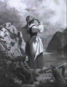 Madchen Am Seeufer by Edmund Frederic Arthur Krenn