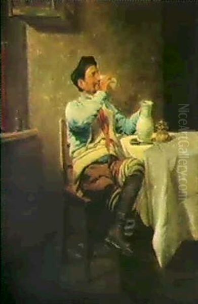 A Well Earned Rest- Interior Med Sittande Man - view 1