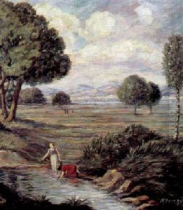 Fruhlingslandschaft Mit Wascherinnen Fruhlingslandschaft Mit Wascherinnen