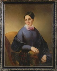 Biedermeier-damenportrait by Friedrich Krepp