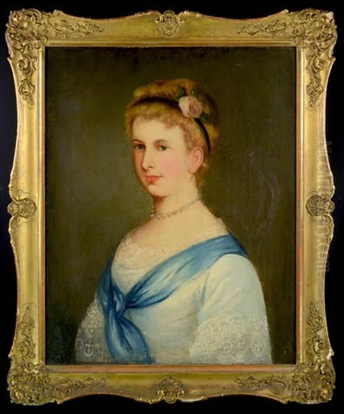 Portrait Of A Lady In Blue Dress - view 1