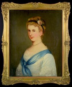Portrait Of A Lady In Blue Dress by Friedrich Krepp