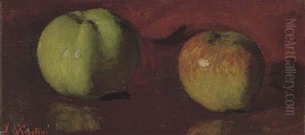 A Study Of Apples (+ A Wooded Path, Oil On Panel; 2 Works) - view 1