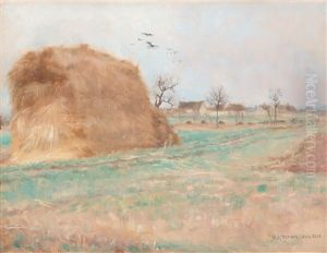 Halmstack Pa Akern (haystack In The Field) by Nils Kreuger