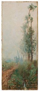 Landscape With Trees By The Roadside by Nils Kreuger