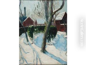 Paysage De Neige Avec Maisons En Suede