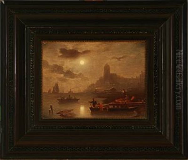 Harbour Scene In Moonlight - view 1