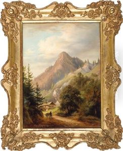 Berglandschaft Mit Figuraler Staffage by Vinzenz Kreuzer