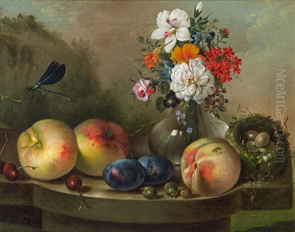 Stillleben Mit Blumen, Fruchten Und Libelle - view 1