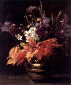 Stilleben Med Vildblommor I Kopparkittel