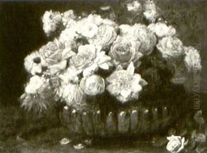 Still Life With Roses In A Monteith Bowl by Alexis Kreyder