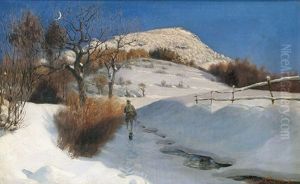 Winterliche Rhonlandschaft by Julius von Kreyfelt