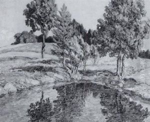 Sonniger Tag Am Weiher by Hugo (Emil Albert Hugo) Kreyssig