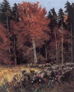 Deutscher Wald, Herbstgold by Hugo (Emil Albert Hugo) Kreyssig