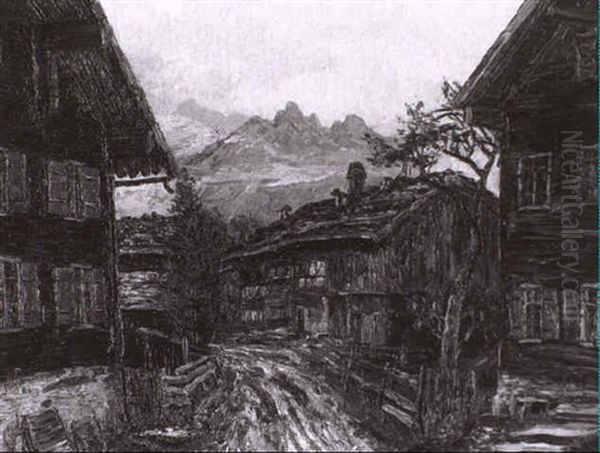 Dorfstrase In Regenstimmung- Oberstdorf Im Allgau - view 1