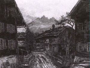 Dorfstrase In Regenstimmung- Oberstdorf Im Allgau