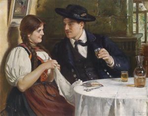 Bauerliches Paar In Der Stube by Carl Kricheldorf