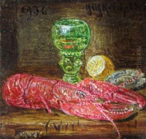Stilleben Mit Hummer by Hermann Gottlieb Kricheldorf