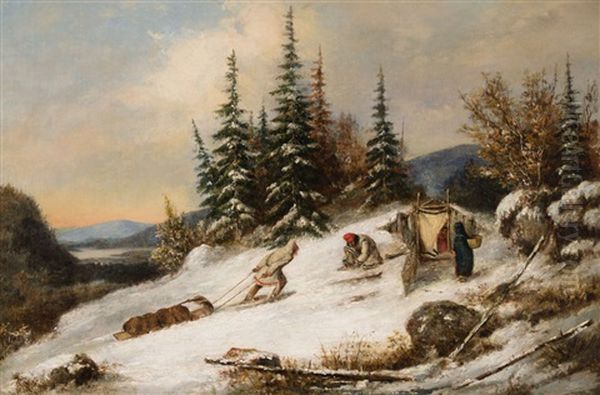 Indian Family Camping In Winter - view 1