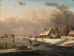 Skating In Winter by Cornelius David Krieghoff