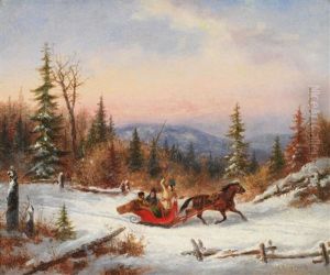 The Sleigh Ride Near Lake St. Charles, Quebec by Cornelius David Krieghoff