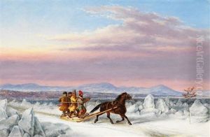 Habitants Crossing The Ice by Cornelius David Krieghoff
