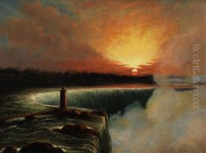 Niagara Falls At Sunset by Cornelius David Krieghoff