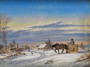 Habitant Farm In Winter by Cornelius David Krieghoff