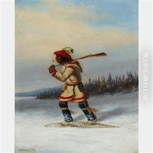 Huron Indian Trapper On Snowshoes by Cornelius David Krieghoff