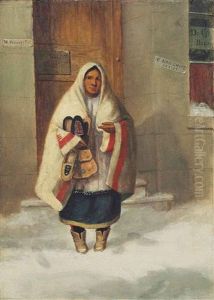 A Moccasin Seller Outside The Artist"s Studio (c.1849) [marie Of Montreal by Cornelius David Krieghoff
