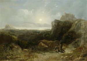 Kustenlandschaft Bei Mondschein by Cornelius David Krieghoff