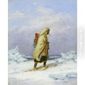 Mother And Papoose Crossing The St. Lawrence by Cornelius David Krieghoff