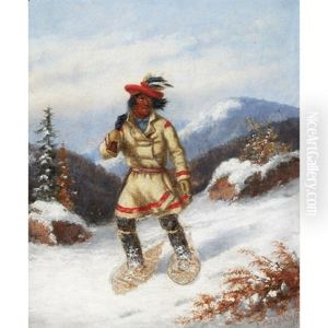 Indian On Snowshoes by Cornelius David Krieghoff