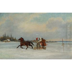 Habitants With Sleigh by Cornelius David Krieghoff