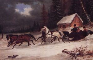 Winter Sleigh Scene by Cornelius David Krieghoff