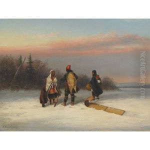 A Wayside Chat by Cornelius David Krieghoff