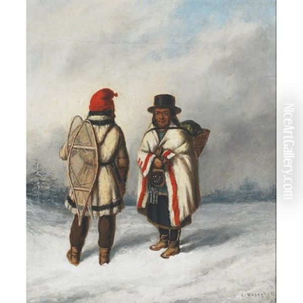 Indian Hunter And Squaw (+ Indian Moccasin Seller; 2 Works) - view 1
