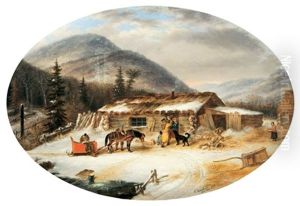 Return From Market; French Canadians, Loghouse And Clearing On The St. Maurice