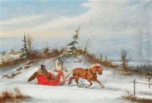 Winter Scene With Horse And Sleigh by Cornelius David Krieghoff