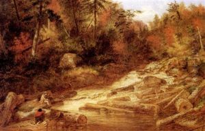 The Falls Of The Little Shawinigan, Autumn by Cornelius David Krieghoff