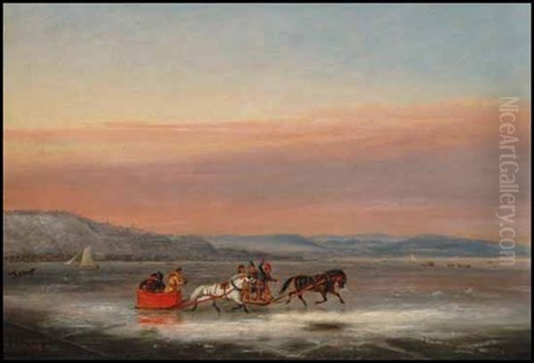 Sleighs Racing In Front Of The Citadel, Quebec - view 1