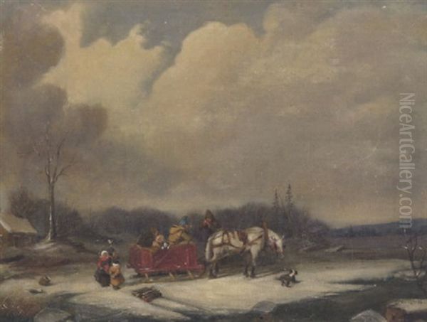 Habitant Family With Horse And Sleigh - view 1